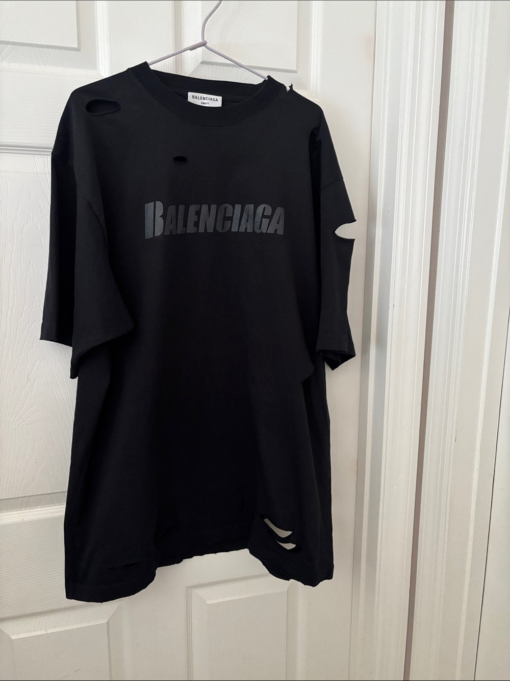Balenciaga Black Distressed Logo Tee